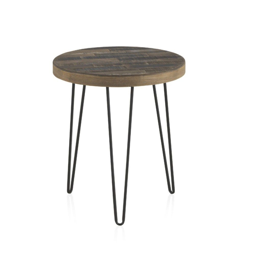 Odkládací stolek s deskou z jilmového dřeva Geese Cala, ⌀ 46 cm - Bonami.cz