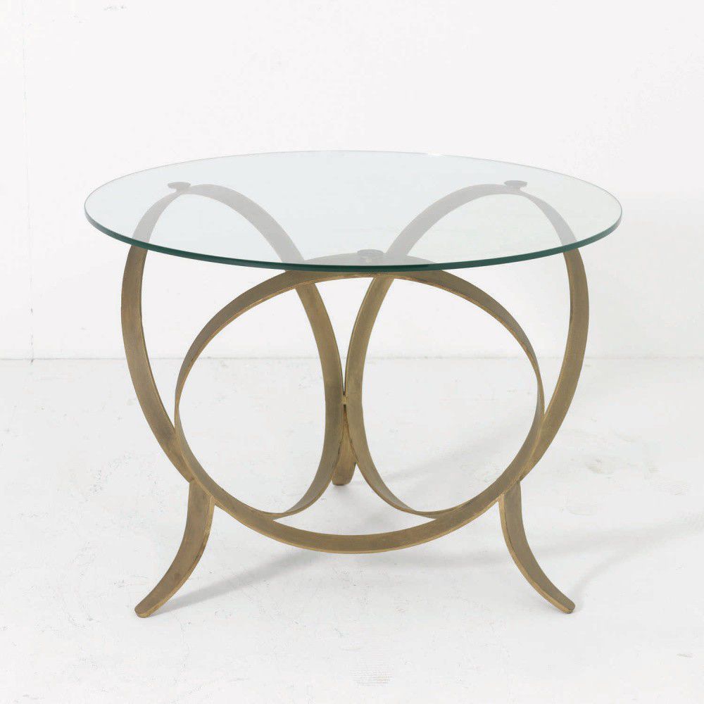 Odkládací stolek z kovu a skla zlaté barvy Thai Natura Stars, Ø 85 x 63 cm - Bonami.cz
