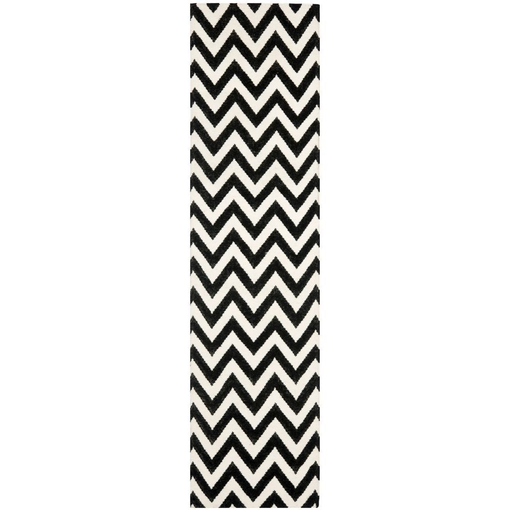 Černý vlněný koberec Safavieh Nelli, 76x182 cm - Bonami.cz