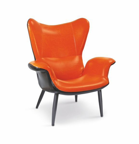 PEGAS-M fotel wypoczynkowy PU, kolor: pomarańczowo - czarny, nogi: czarne - DEKORHOME.CZ