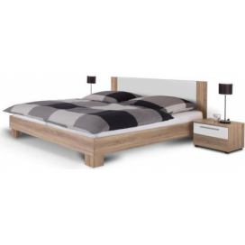 Manželská postel, s 2 nočními stolky, dub sonoma / bílá, 180x200, MARTINA Mdum