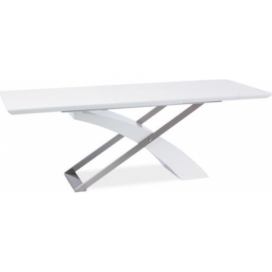 Jídelní stůl, bílá / bílá extra vysoký lesk HG, 160-220x90 cm, KROS Mdum