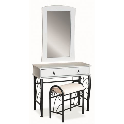 Casarredo Toaletní stolek 1102 se zrcadlem bílá/černá - ATAN Nábytek