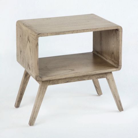 Šedý noční stolek z lakovaného dřeva Thai Natura, 50 x 51 cm - Bonami.cz
