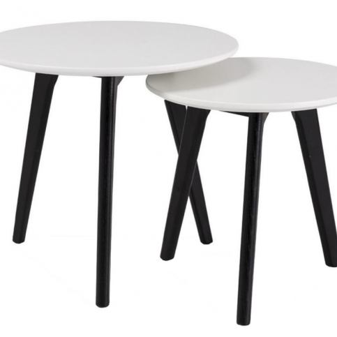 Set konferenčních stolků Wood, bílá/černá | -30 % SwoodS238 Design Project - Designovynabytek.cz