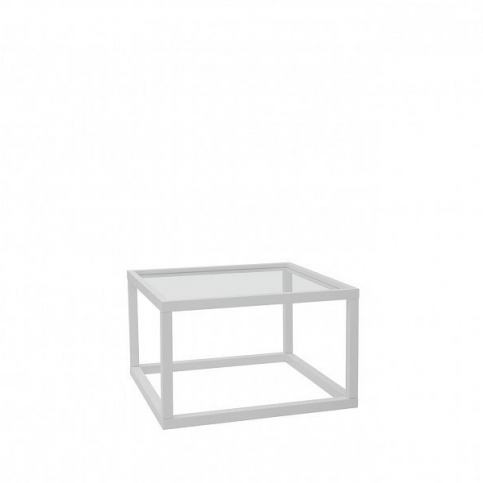 BRW Konferenční stolek Modai LAWA 63 x 63 cm, sklo - bílá - ATAN Nábytek