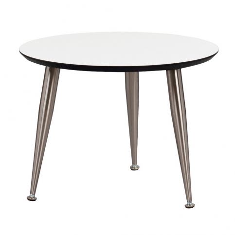 Bílý konferenční stolek s nohami ve stříbrné barvě Folke Strike, výška 40 cm x ∅ 56 cm - Bonami.cz