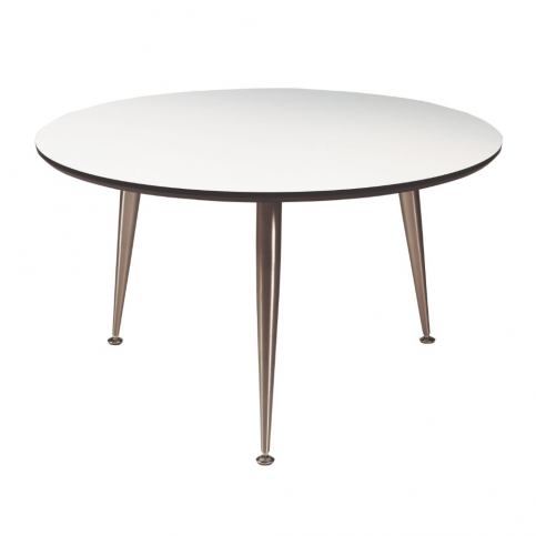 Bílý konferenční stolek s nohami ve stříbrné barvě Folke Strike, výška 47 cm x ∅ 85 cm - Bonami.cz
