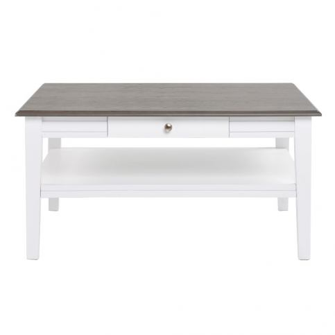 Bílý konferenční stolek s šedou deskou Folke Viktoria, 100 x 100 cm - Bonami.cz