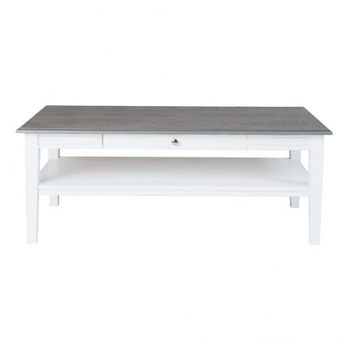 Bílý konferenční stolek s šedou deskou Folke Viktoria, 130 x 70 cm - Bonami.cz