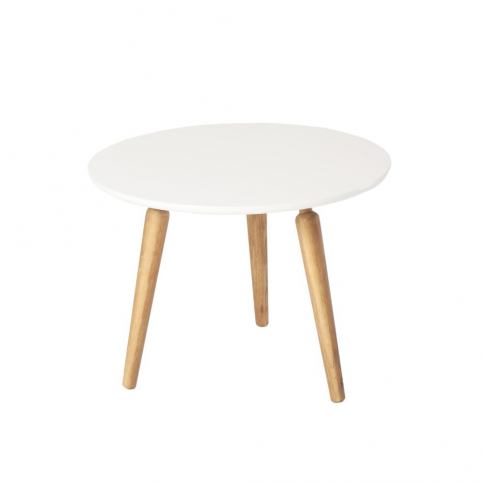 Konferenční stolek s bílou deskou z dubového dřeva Folke Cappuccino, výška 45 cm x ∅ 60 cm - Bonami.cz