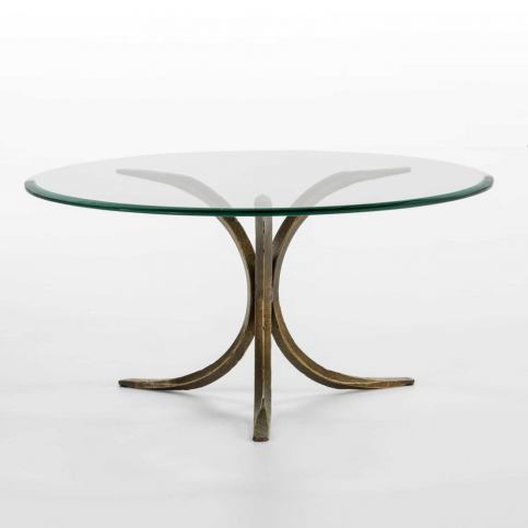 Konferenční stolek ze skla a železa Thai Natura, Ø 90 cm - Bonami.cz
