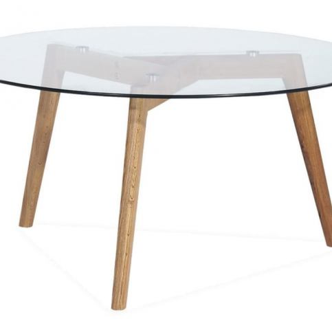 Konferenční stolek Wood Glass Ø 80 cm, sklo | -30 % Swoodgl80L2 Design Project - Designovynabytek.cz