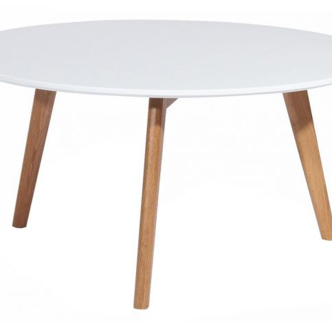 Konferenční stolek Wood Ø 80 cm, bílá/přírodní | -30 % Swood80x80 Design Project - Designovynabytek.cz