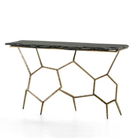 Konzolový stolek s kamenou deskou a železnou konstrukcí Thai Natura, 130 x 77 cm - Bonami.cz