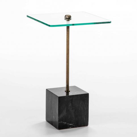 Odkládací stolek ze skla a černého mramoru Thai Natura Delirium, Ø 40 cm - Bonami.cz