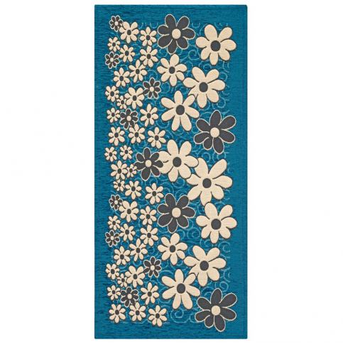 Modrý vysoce odolný kuchyňský koberec Webtappeti Margherite Avio, 55 x 115 cm - Bonami.cz