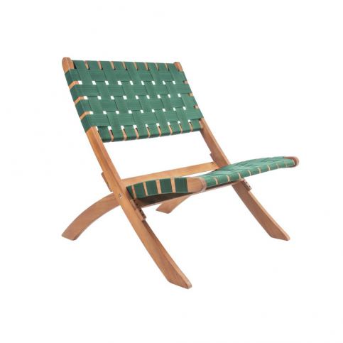Zelená židle z akáciového dřeva s nylonovým potahem Leitmotiv Weave - Bonami.cz