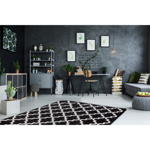 Černobílý koberec Obsession My Black & White Faw Blac, 80 x 150 cm - Bonami.cz