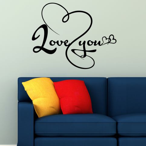 Samolepka na zeď - I love you nápis (95x74 cm) - PopyDesign - Popydesign