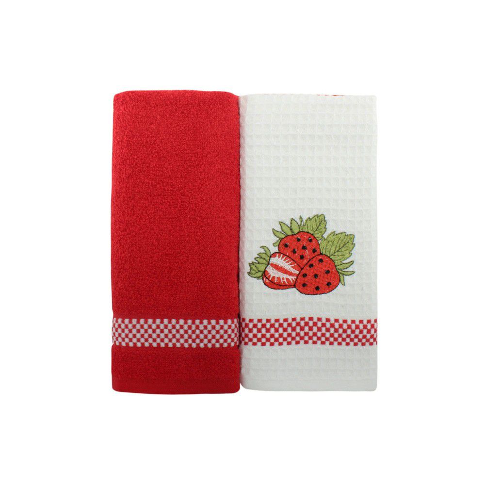 Sada 2 červeno-bílých ručníků z čisté bavlny, 45 x 70 cm - Bonami.cz