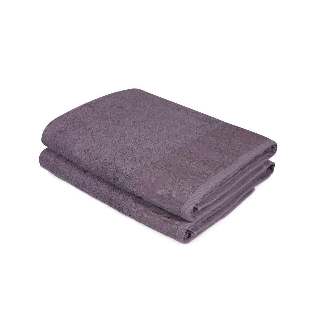 Sada 2 tmavě fialových ručníků z čisté bavlny, 90 x 150 cm - Bonami.cz