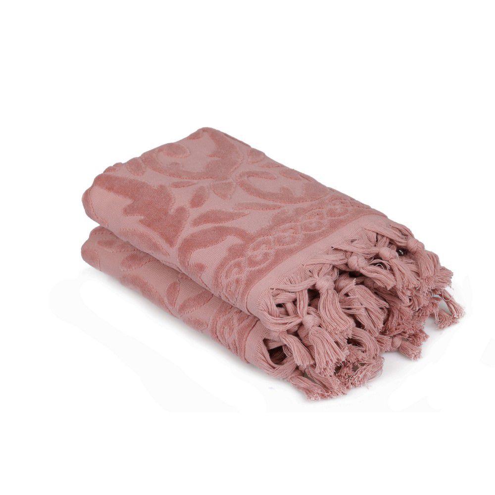 Sada dvou růžových ručníků v odstínu dusty rose Bohème, 90 x 50 cm - Bonami.cz