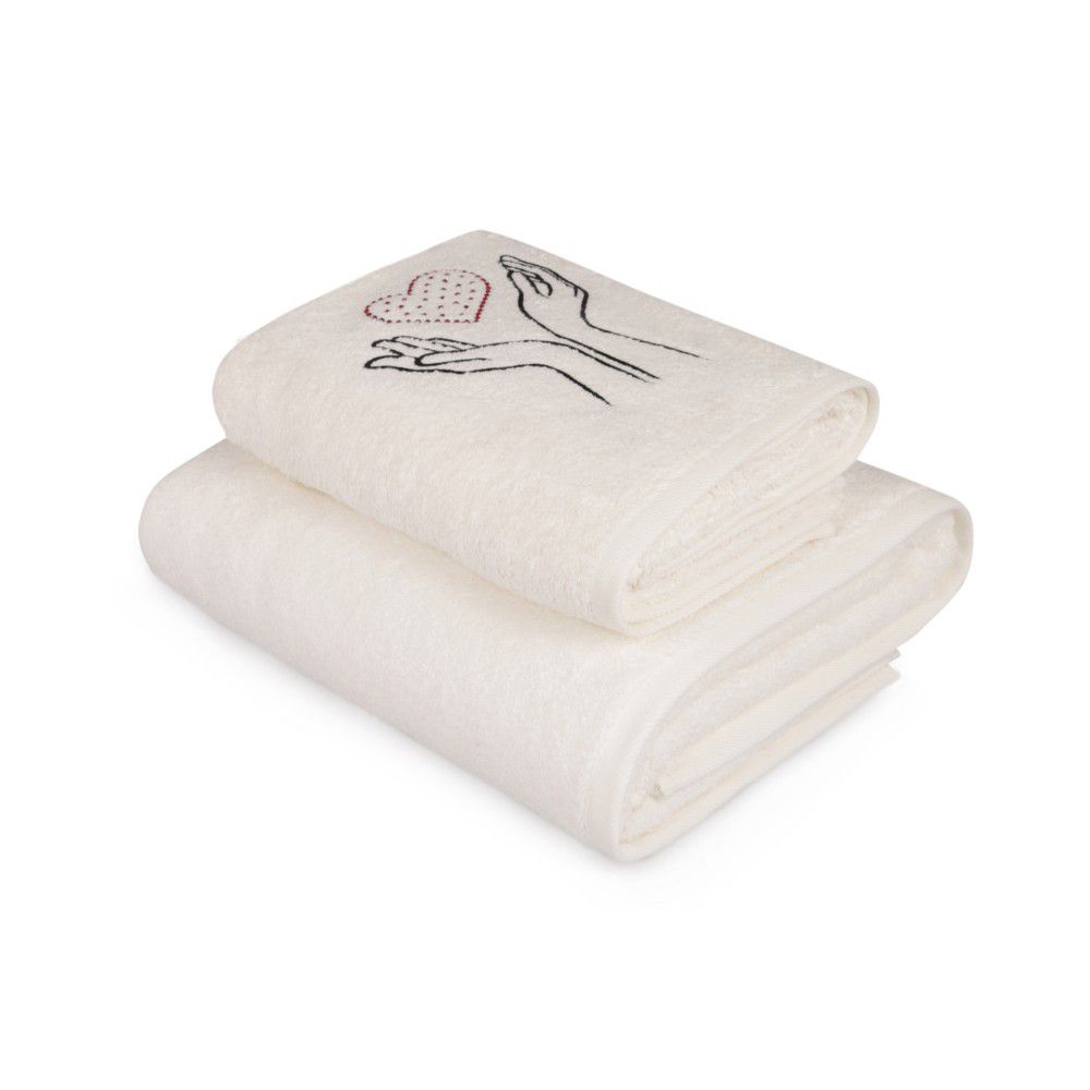 Set bílého ručníku a bílé osušky s barevným detailem Madame Coco Amour - Bonami.cz