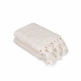Sada dvou bílých ručníků Bohème, 90 x 50 cm