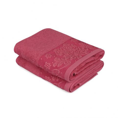 Sada 2 červených ručníků z čisté bavlny Simple, 50 x 90 cm - Bonami.cz