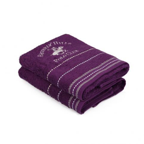 Sada 2 fialových ručníků na ruce Polo Club, 50 x 90 cm - Bonami.cz