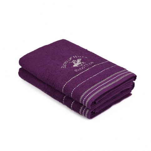 Sada 2 fialových ručníku Polo Club, 70 x 140 cm - Bonami.cz