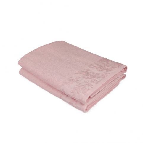 Sada 2 růžových ručníků z čisté bavlny, 90 x 150 cm - Bonami.cz