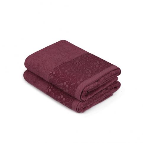 Sada 2 tmavě červených ručníků z čisté bavlny Grande, 50 x 90 cm - Bonami.cz