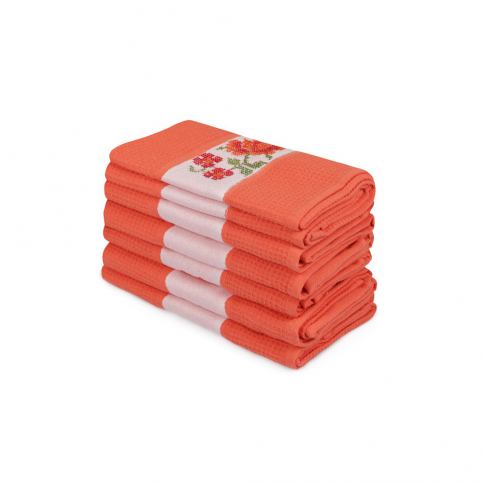 Sada 6 oranžových ručníků z čisté bavlny Simplicity, 45 x 70 cm - Bonami.cz