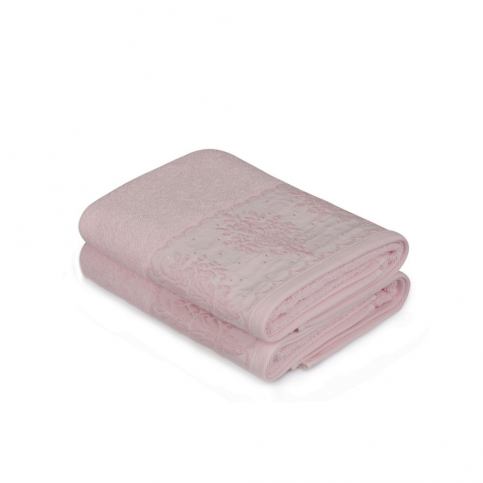 Sada dvou ručníků v pudrově růžové barvě Victorian, 90 x 50 cm - Bonami.cz