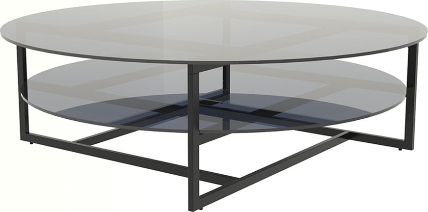 Design Scandinavia Konferenční stolek kulatý, průměr 120 cm, černá kovová konstrukce, deska kouřové sklo Barva: kouřové sklo/černá - M DUM.cz
