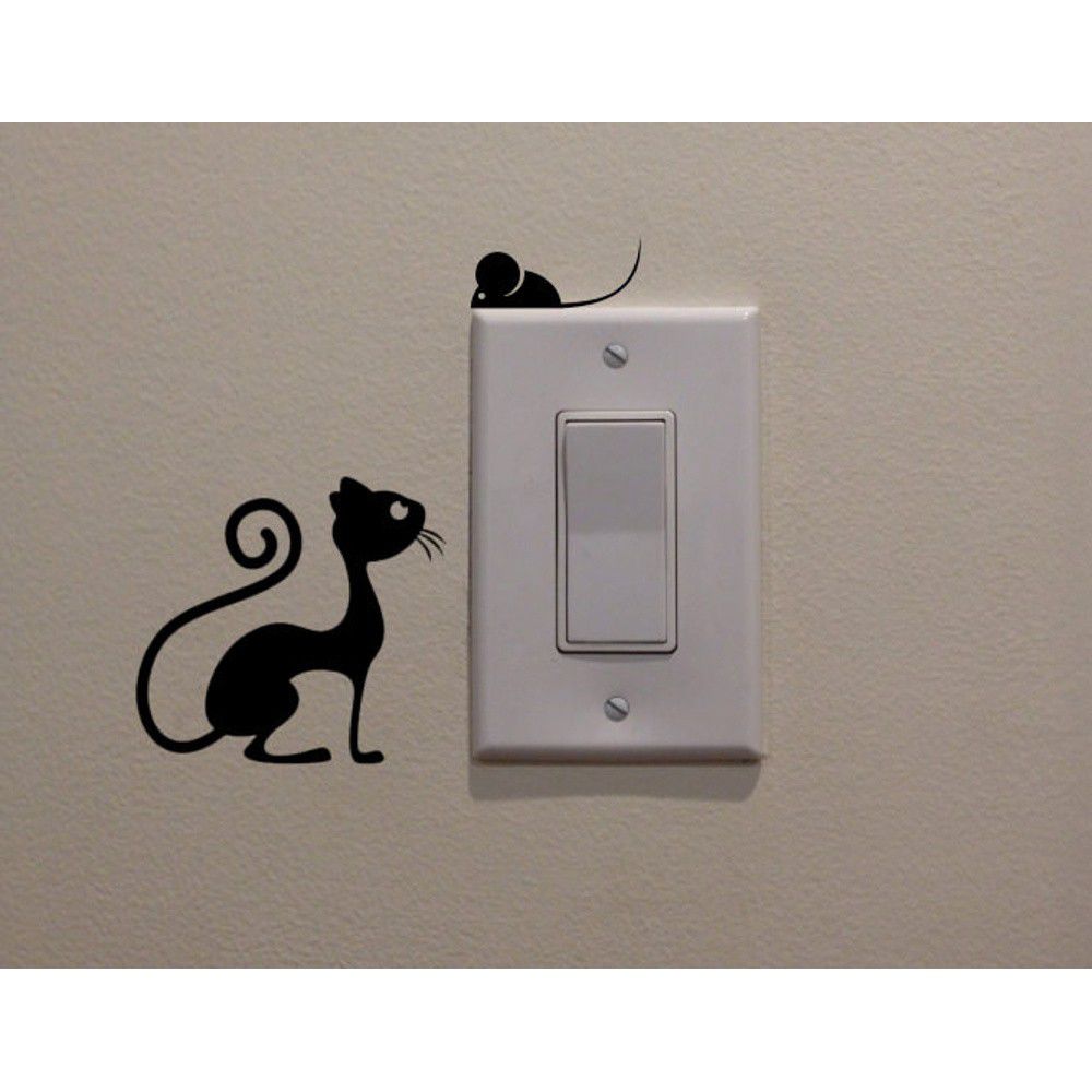 Dekorativní samolepka Cat & Mouse, výška 11 cm - Bonami.cz