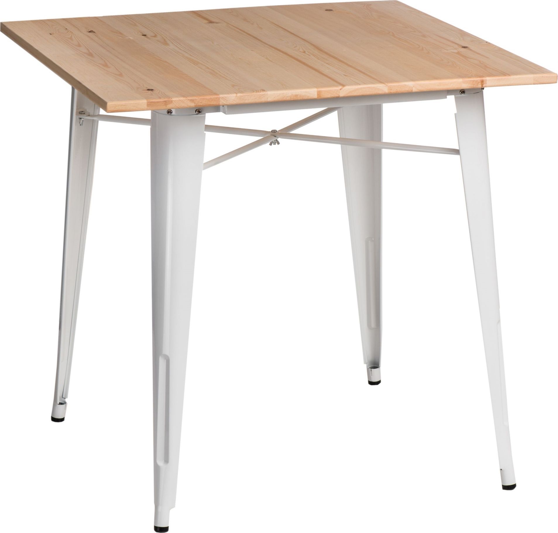 Mørtens Furniture Jídelní stůl 76x76 cm, světlé dřevo, kovová podnož lakovaná, industriální design, ručně vyrobený Barva: Bílá - M DUM.cz