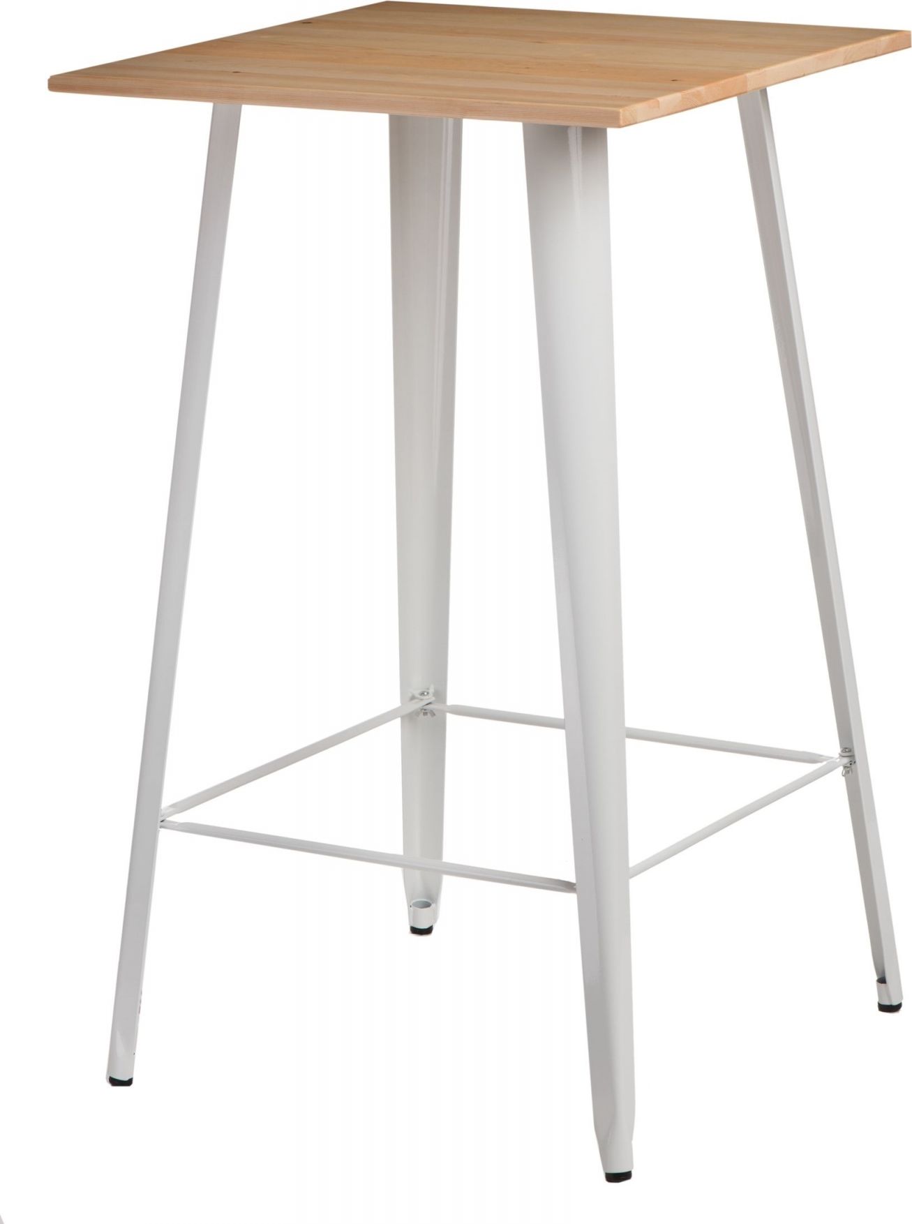 Mørtens Furniture Čtvercový stůl barový, 60x60cm, světlé dřevo, kovový ručně vyráběný, moderní design Barva: Bílá - M DUM.cz