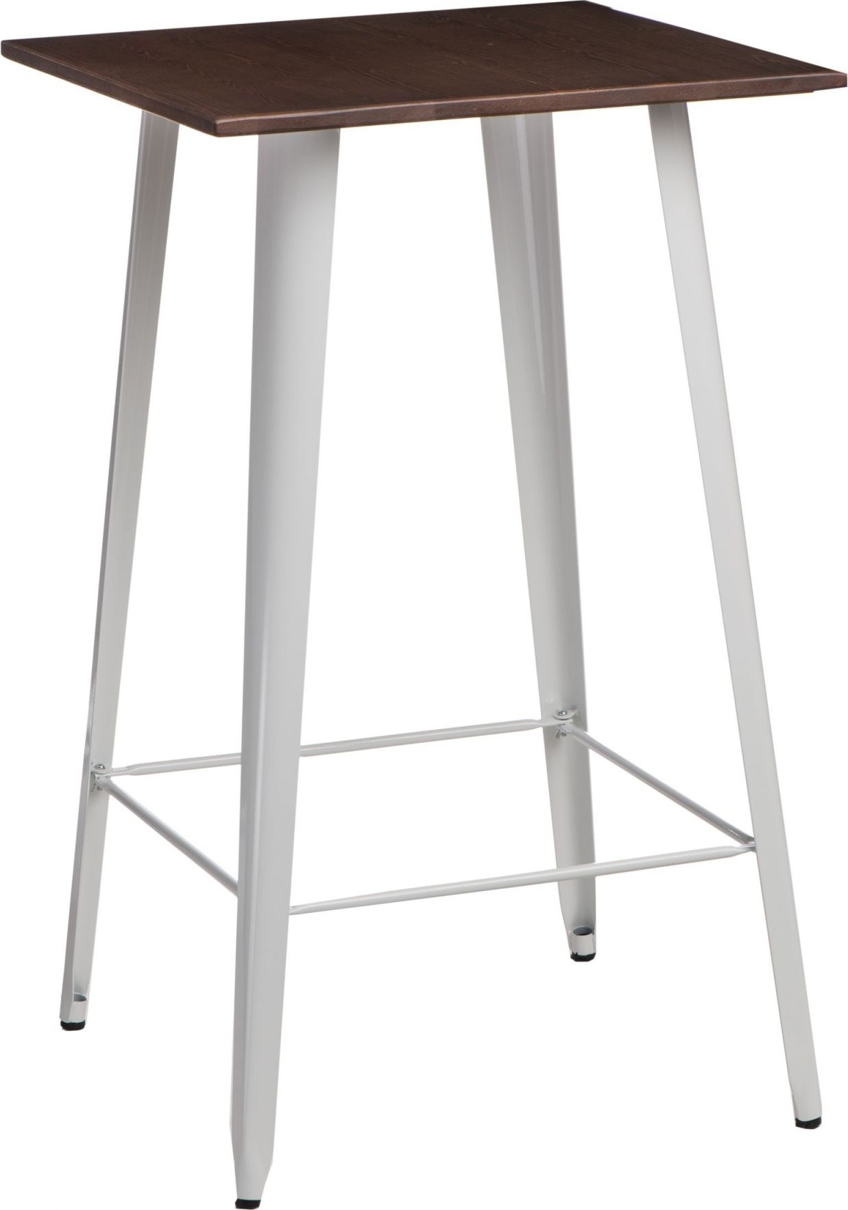 Mørtens Furniture Barový stolek, tmavé dřevo, 60x60 cm, kovový ručně vyráběný, průmyslový design Barva: Bílá - M DUM.cz