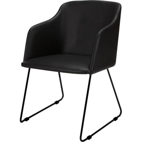 Danish Style Židle s područkami (SET 2 ks), černá kůže, nadčasový design Barva: černá - M DUM.cz