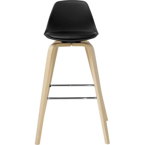 Danish Style Barová židle s dřevěnou podnoží Zaza (SET 2 ks), dřevo/černá Barva: dřevo / černá - M DUM.cz