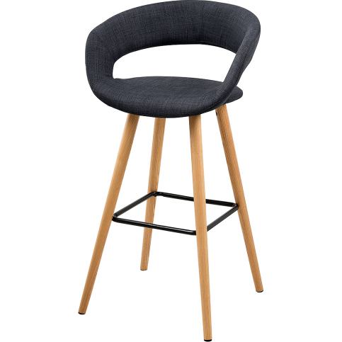 Design Scandinavia Barová židle s dřevěnou podnoží Garry (SET 2 ks), tm. šedá Barva: tmavě šedá - M DUM.cz
