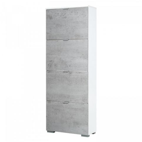 Idea Botník GRAZ 4 výklopy bílá/světlý beton - ATAN Nábytek