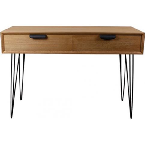 Danish Style Odkládací stůl se 2 zásuvkami, délka 110 cm, ocelová černá podnož, přírodní - M DUM.cz
