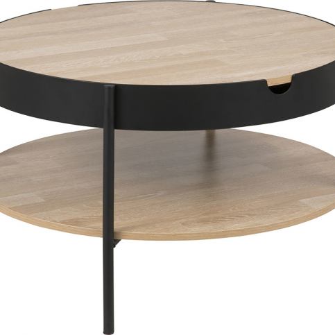 Design Scandinavia Konferenční / servírovací stolek Lipton, 75 cm, dub Barva: dub / černá - M DUM.cz