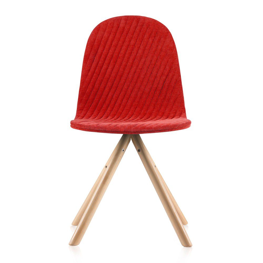 Červená židle s přírodními nohami Iker Mannequin Stripe - Bonami.cz