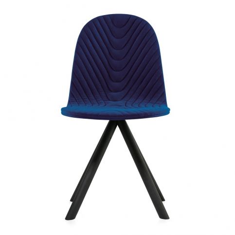 Tmavě modrá židle s černými nohami Iker Mannequin Wave - Bonami.cz