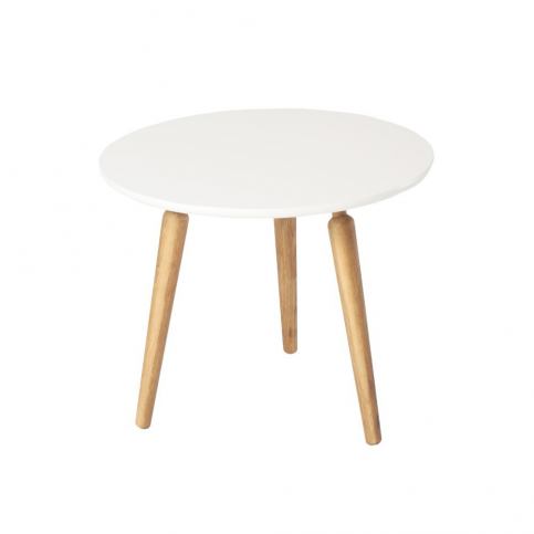 Konferenční stolek s bílou deskou z dubového dřeva Folke Cappuccino, výška 50 cm x ∅ 60 cm - Bonami.cz